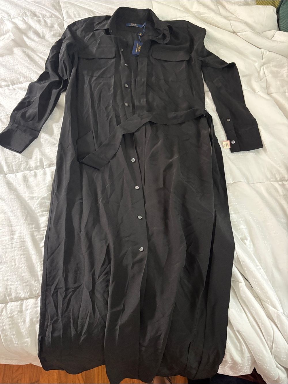 Polo by Ralph Lauren Black Long Sleeve Maxi Shirt Dress